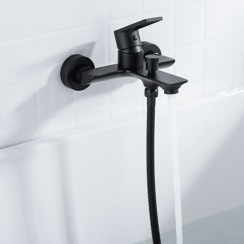 Bathroom Appliances Chrome/Black Thermostatic Bathtub Faucet Set with Honeycomb Bubble Nozzle