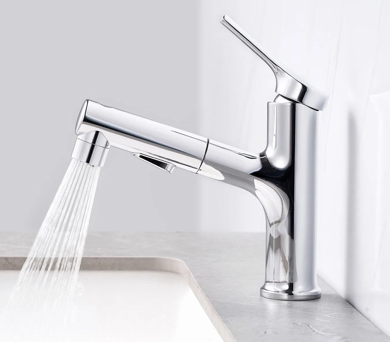 Matt Black Chrome Brass Single Lever Handle Swivel Hot Sale Bathroom Shower Bath Kitchen Wash Basin Sink Bathtub Water Mixer Faucet Tap with Pull out Pull Down