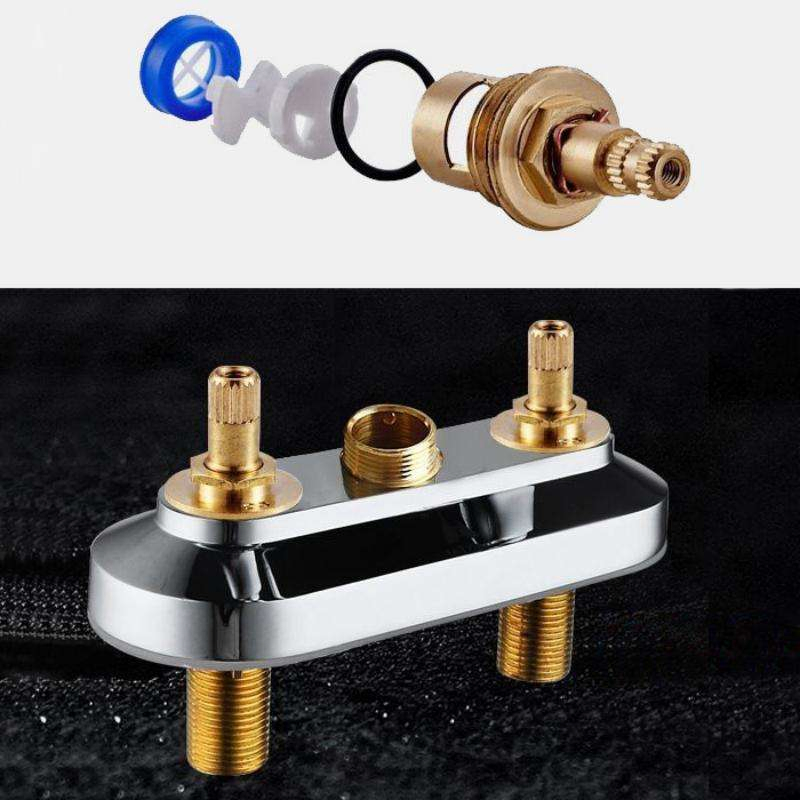 Chrome Two-Hole Deck Mounted Water Mixer Basin Faucet Sink Tap Bathroom