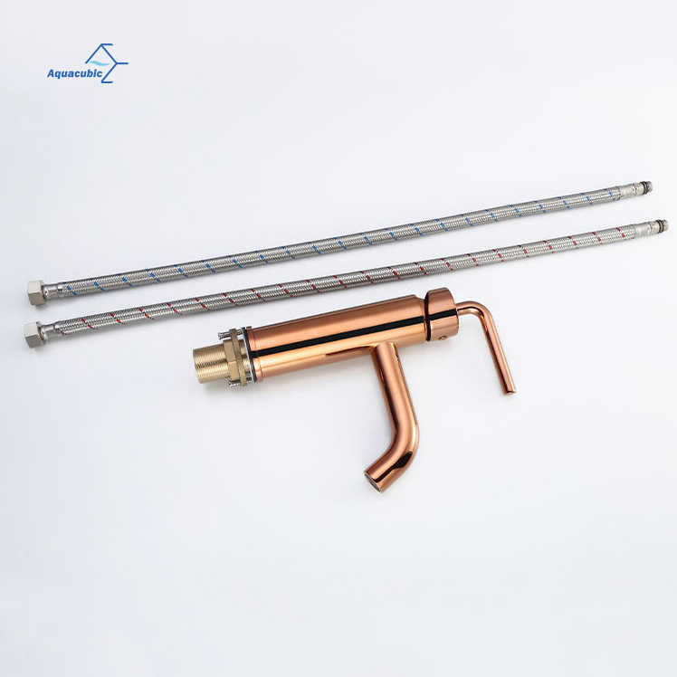 Factory Rose Gold Finished Single Handle Basintap Brass Bathroom Vessel Sinks Faucets