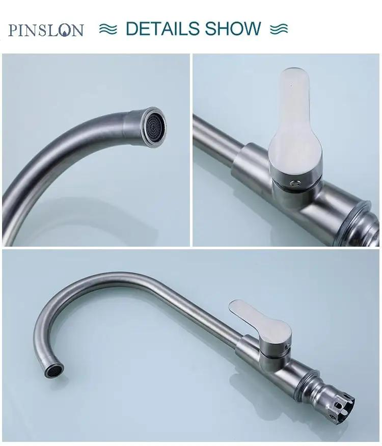 Polished Hot and Cold Basin Sink Water Taps Mixers 304 Stainless Steel Kitchen Faucet