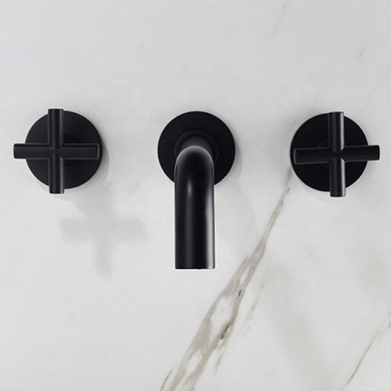 Luxury Tap Wall Mounted Bathroom Basin Sink Faucet Brass Hot Cold Mixer Tap