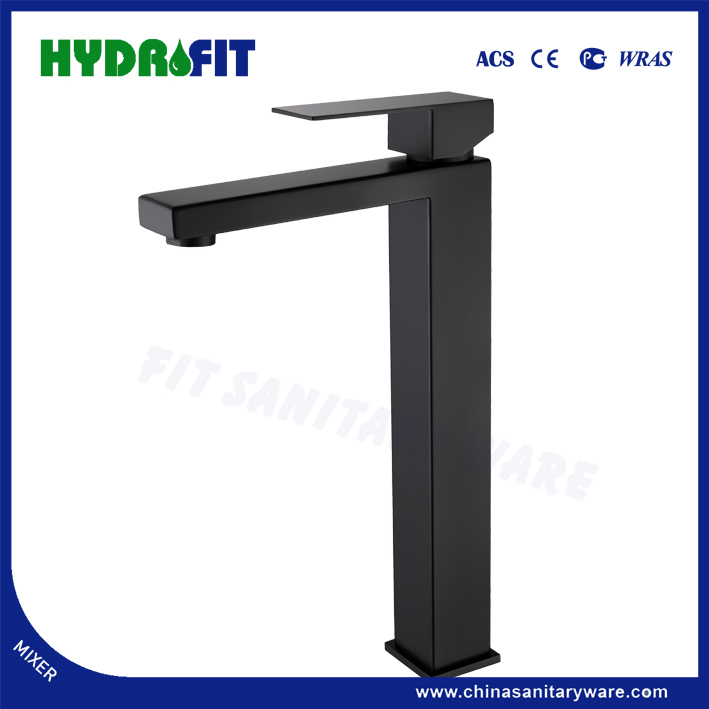 Sanitary Ware Factory Stainless Steel 304 Black Square Bathroom Water Tap Basin Faucet