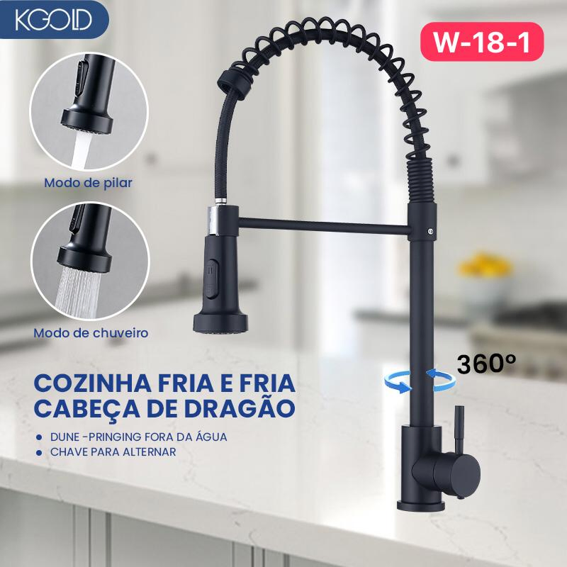 360 Degree Rotating Pull out Spring Sink Mixer Water Tap Blackened 201 Stainless Steel