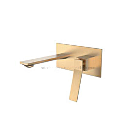 Ortonbath Bathroom Black Golden Brass Wall Mounted Single Lever Cold and Hot Sink Faucet Basin Mixer Water Tap