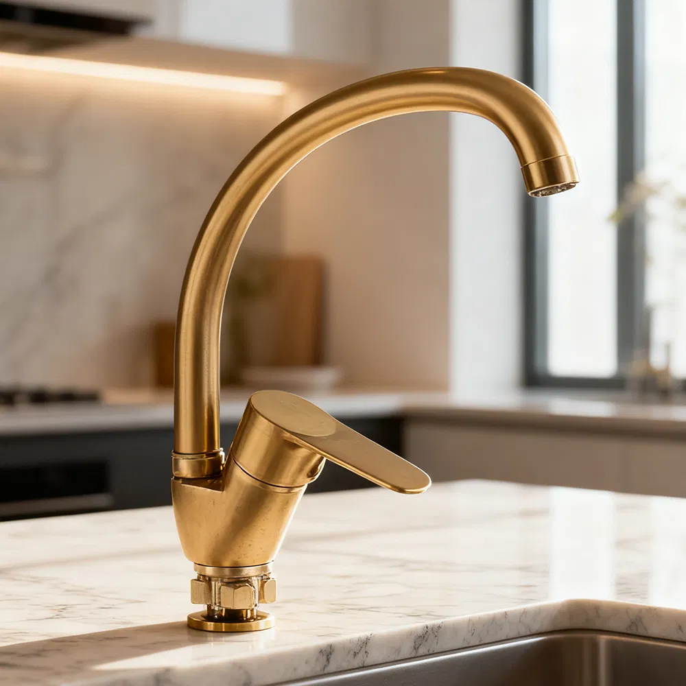 Commercial Single-Rod Cold and Hot Water Brass Kitchen Basin Faucet