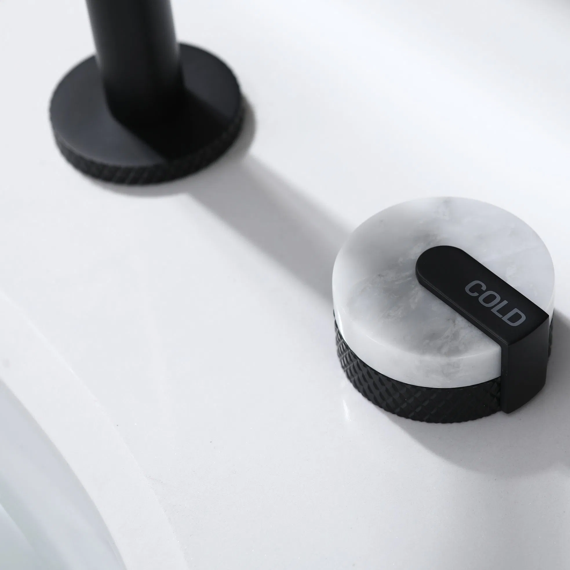 Marble Style 3 Holes Deck Mounted Lavatory Faucet Luxury Design Basin Mixer Bathroom Washroom Tap