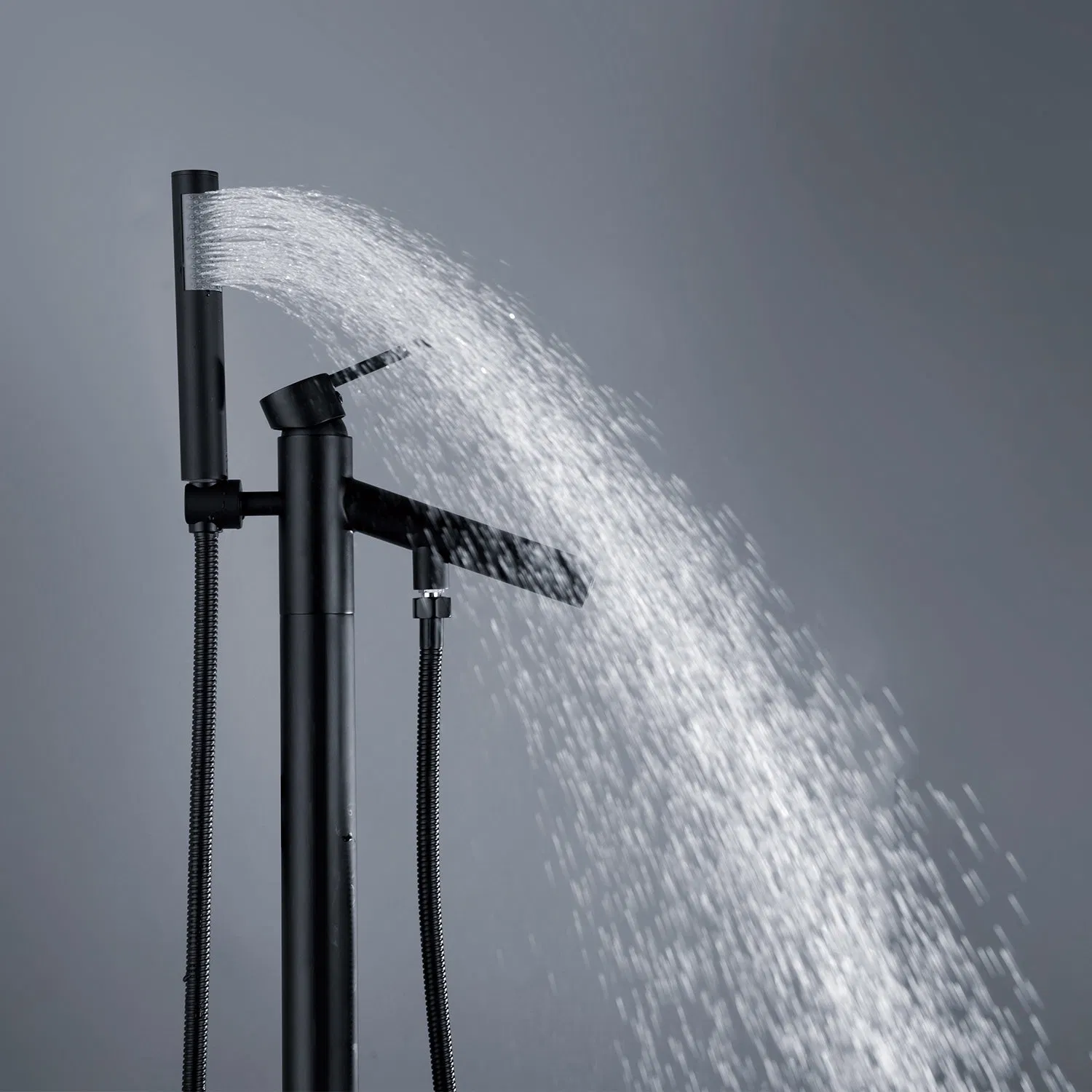 Professional OEM ODM Single Handle Matte Black Freestanding Tub Faucet Standing Shower Tap