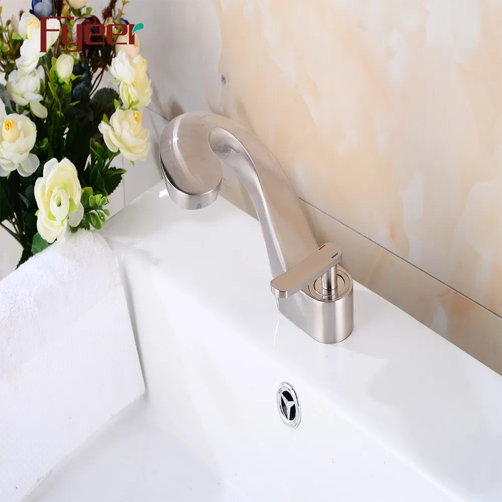 Fyeer Brushed Finish Shake Shaped Basin Mixer Tap