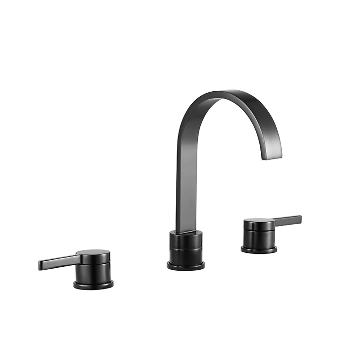 Saintary Ware Water Tap Shower Mixer Black Color Three Hole Bathroom Faucet