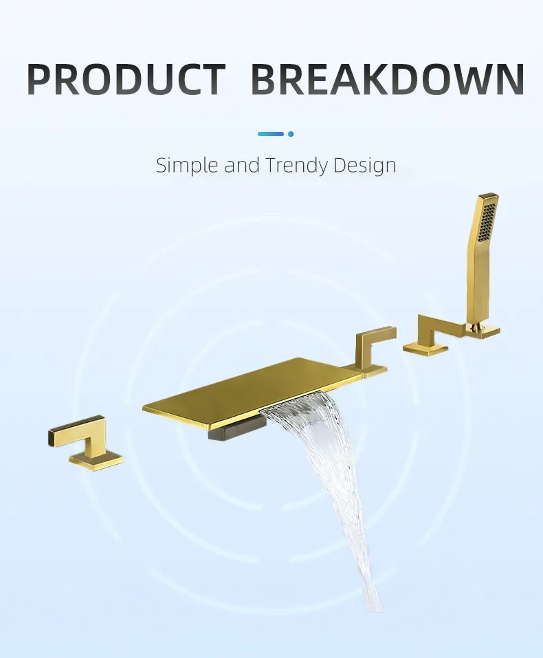 Gold Bathtub Faucet Set
