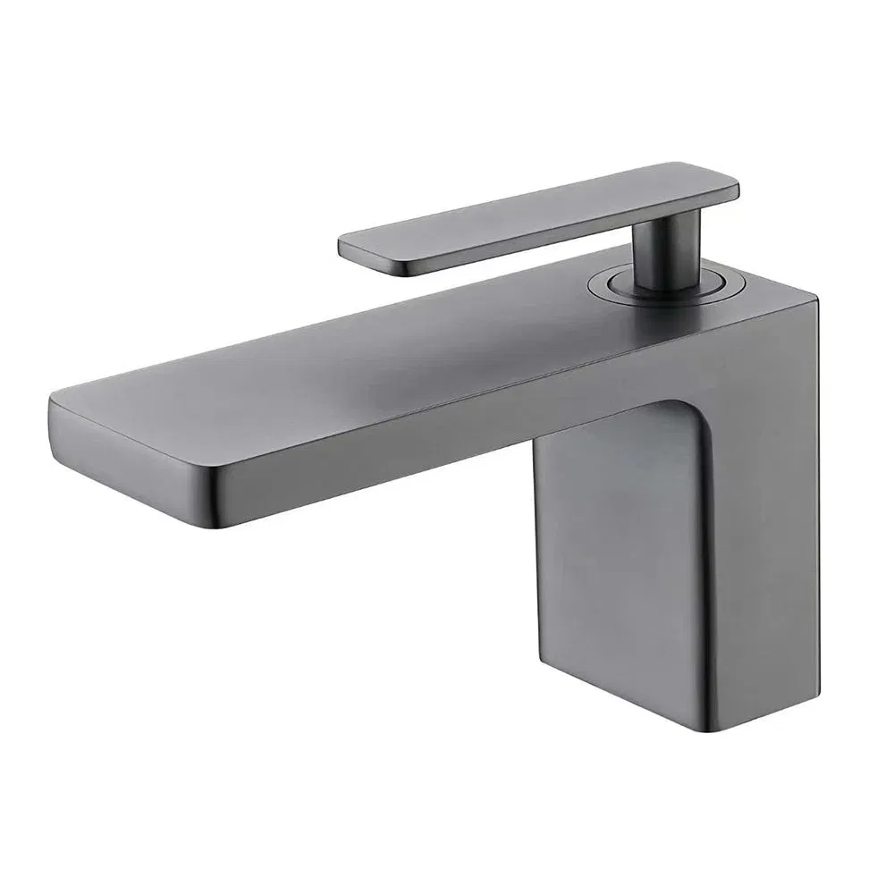 Modern Style Brushed Gold Finished Bathroom Deck Mounted Basin Sink Brass Basin Faucet