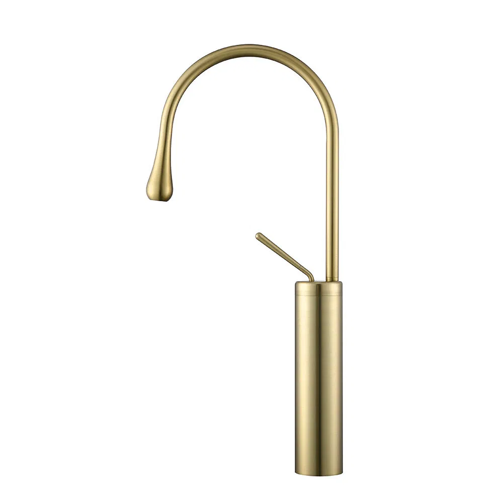 Sanitary Ware Single Hole Modern Brushed Gold Waterfall Bathroom Wash Basin Water Sink Mixer Taps Washing Brass Faucet