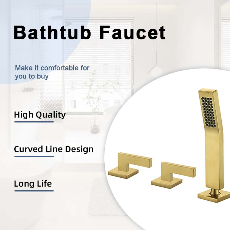 Proway Luxury Gold Color Finished Bathroom Mixer Bathtub Bathtub Faucet Set