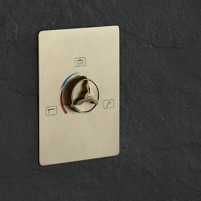 Chrome Square 3 Function Brass Body in Wall Hot and Cold Concealed Shower Diverter Valve Mixer Faucet