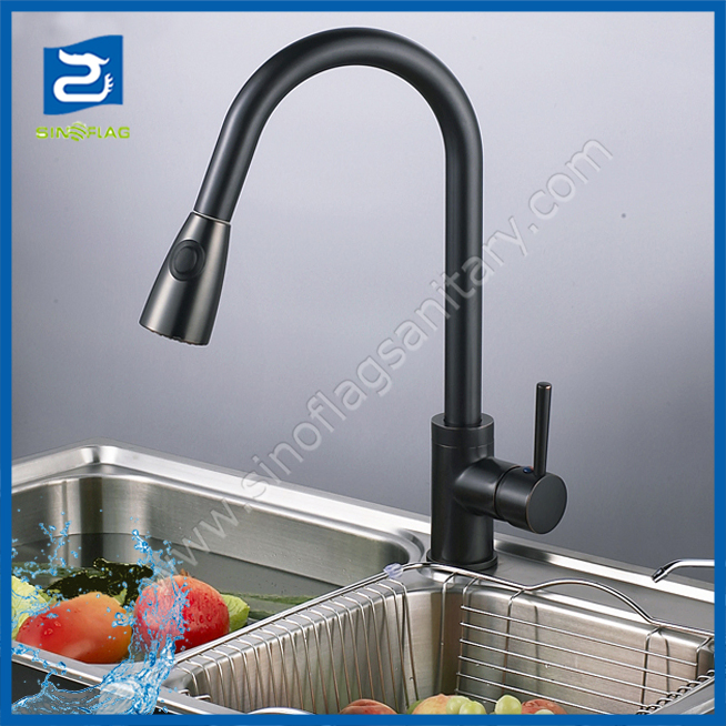 Pull out Brass Kitchen Water Mixer Sink Faucet Tap