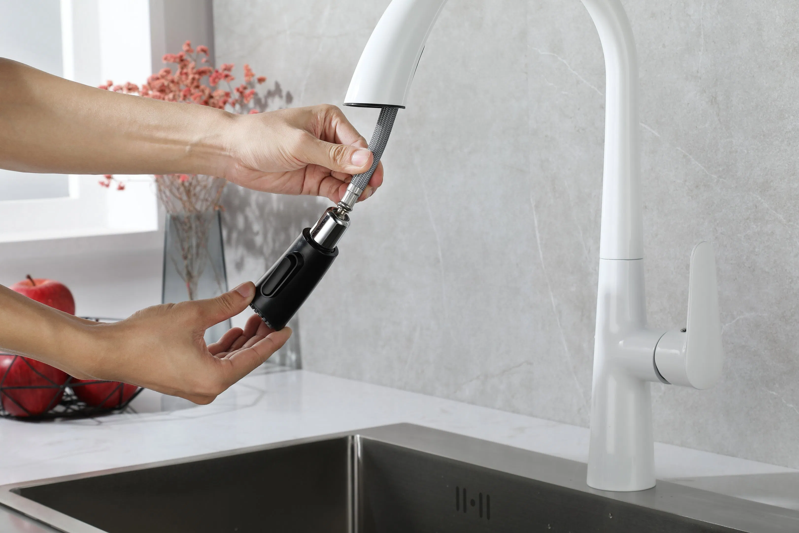 Stainless Steel 304 Water Tap Flexible Kitchen Faucet Sprayer Pull Down Kitchen Tap