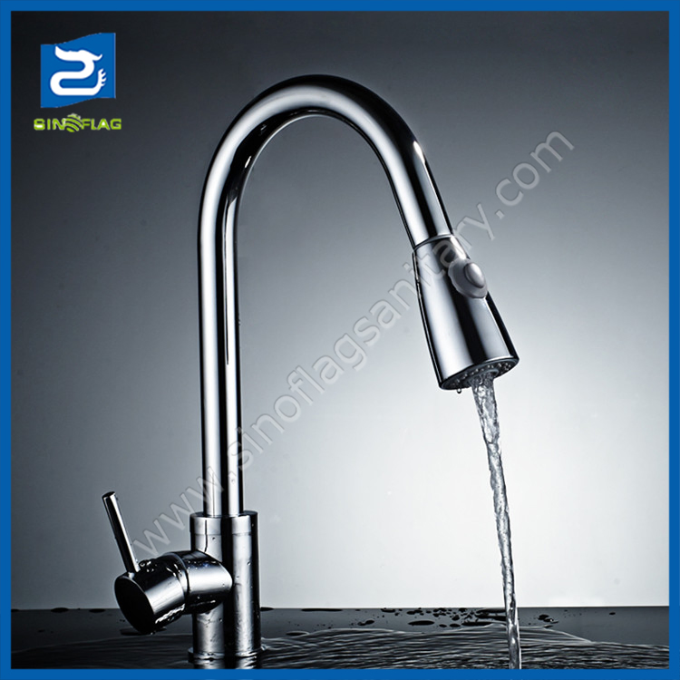 Pull out Brass Kitchen Water Mixer Sink Faucet Tap
