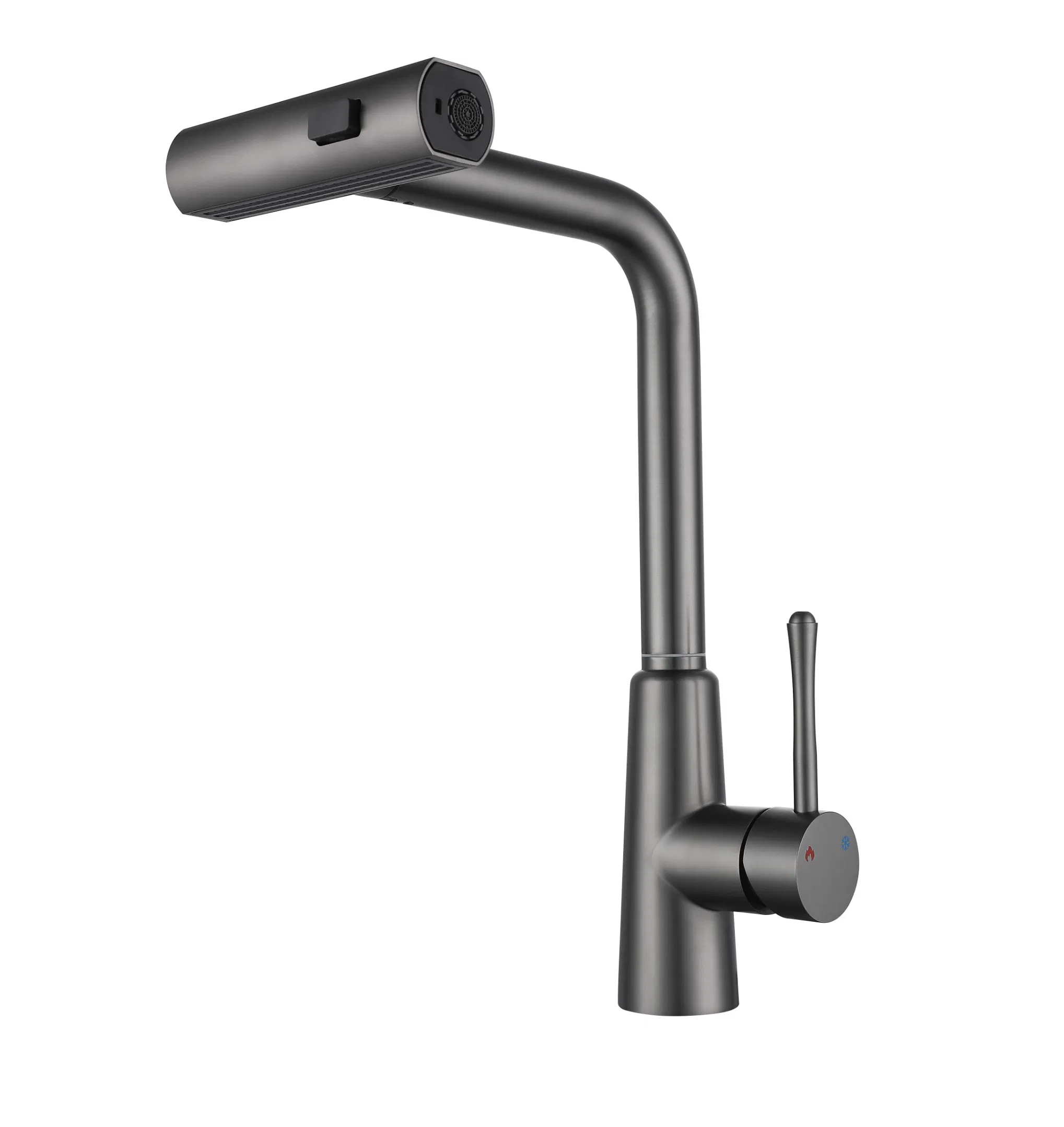 Waterfall Kitchen Sink Faucet with 3 Modes (Sweep/Stream/Waterfall) Pull Down Sprayer, 304 Stainless Steel Commercial Faucet