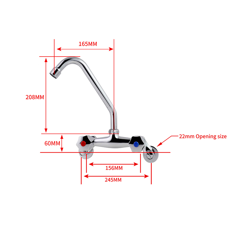 High Quality Chrome Brass Deck Mounted Kitchen Faucet Dual Handle with Ceramic Valve Modern Style Classic Bridge Taps for Sink