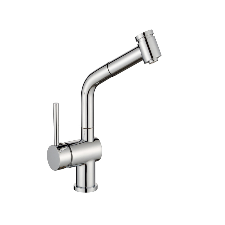 Single Lever Water Tap Swivel Spout Brass Pull out Kitchen Faucet