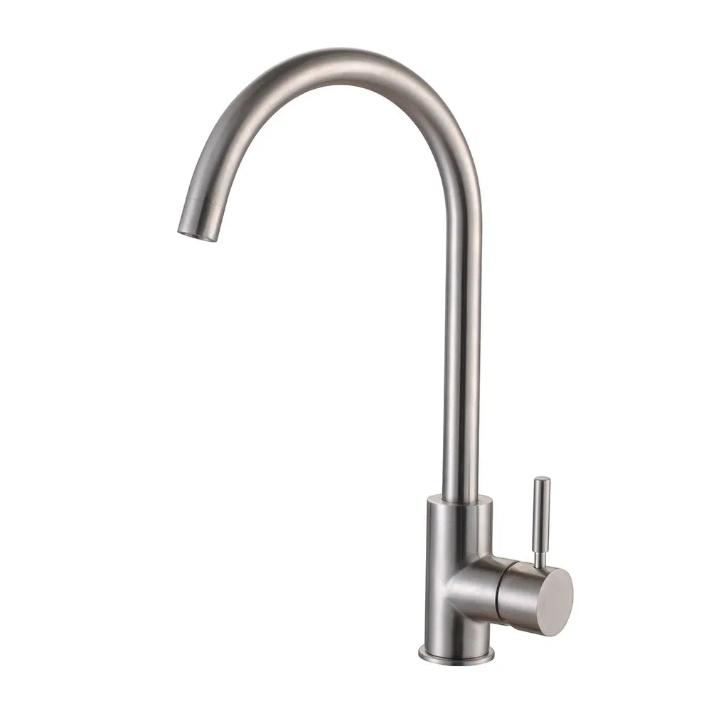 Made in China Single Hole Deck Mounted Brushed Nickel Finish Stainless Steel Hot Cold Water Tap Kitchen Sink Mixer Faucet