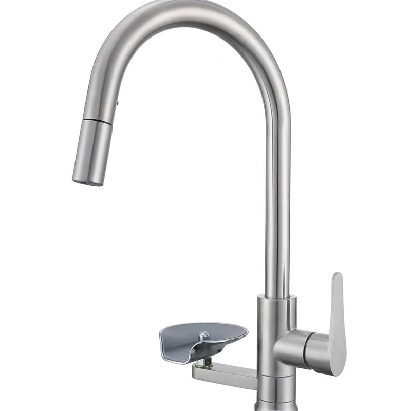 304 Stainless Steel Hot and Cold Kitchen Pull out Faucet with Built-in Cup Washer