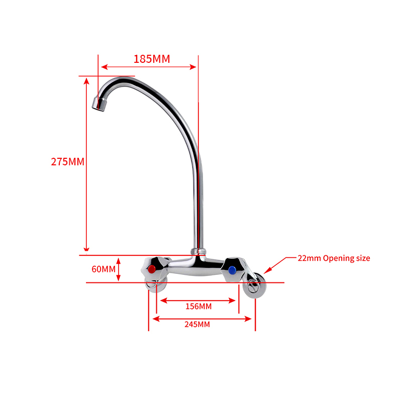 High Quality Chrome Brass Deck Mounted Kitchen Faucet Dual Handle with Ceramic Valve Modern Style Classic Bridge Taps for Sink