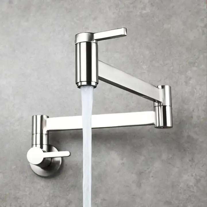 Wall Mounted Folding Water Faucets Double Switch Swing Kitchen Pot Filler Faucet