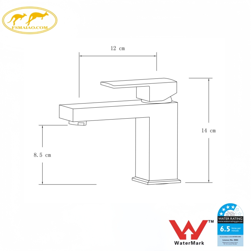 Watermark Wels Standard Bathroom Deck Mounted Single Hole Short Basin Mixer