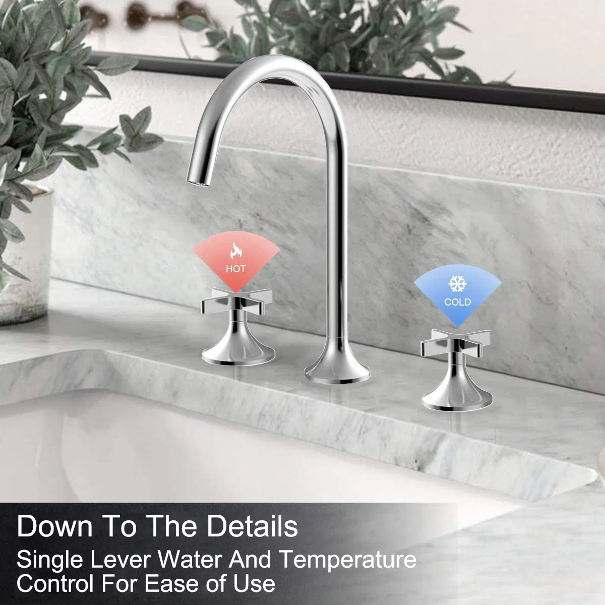 Modern 3 Hole Deck Mounted Dual Handle Hot Cold Water Supply Chrome Finish Brass Hand Wash Basin Mixer