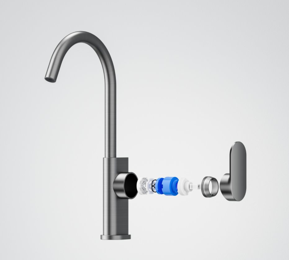 Grey with Black Matte Pull Down Square Brass Kitchen Mixer Sink Faucet