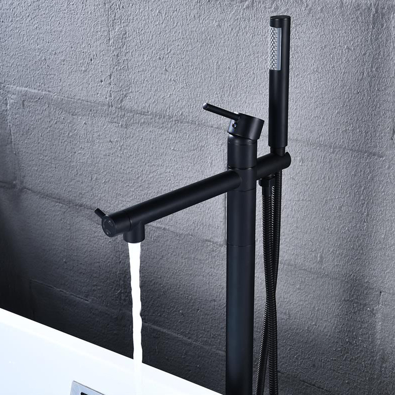 Bathroom Single Handle Bath Faucet with Hand Shower Freestanding Bathtub Tap