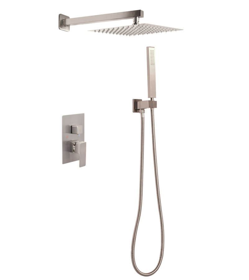 Factory Concealed Luxury Rain Matt Brushed Nickel Finish Bath Shower Head Mixer Brass Faucet 3 Functional Bathroom Shower Faucet