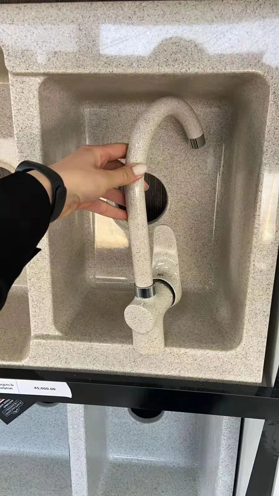 Modern Marble Surface Kitchen Faucet in Brushed Nickel