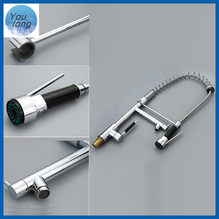 2-Function Kitchen Faucet with Pull-Down Spring Spout and Pot Filler Basin Kitchen Mixer