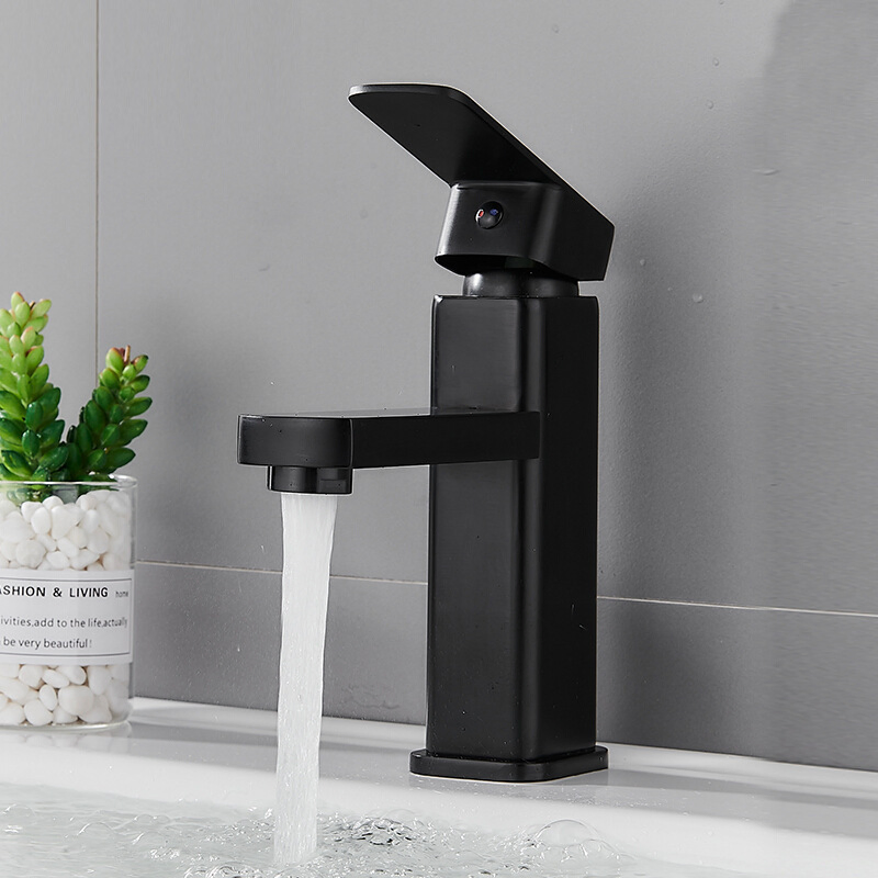 Matte Black Geometric Basin Faucet