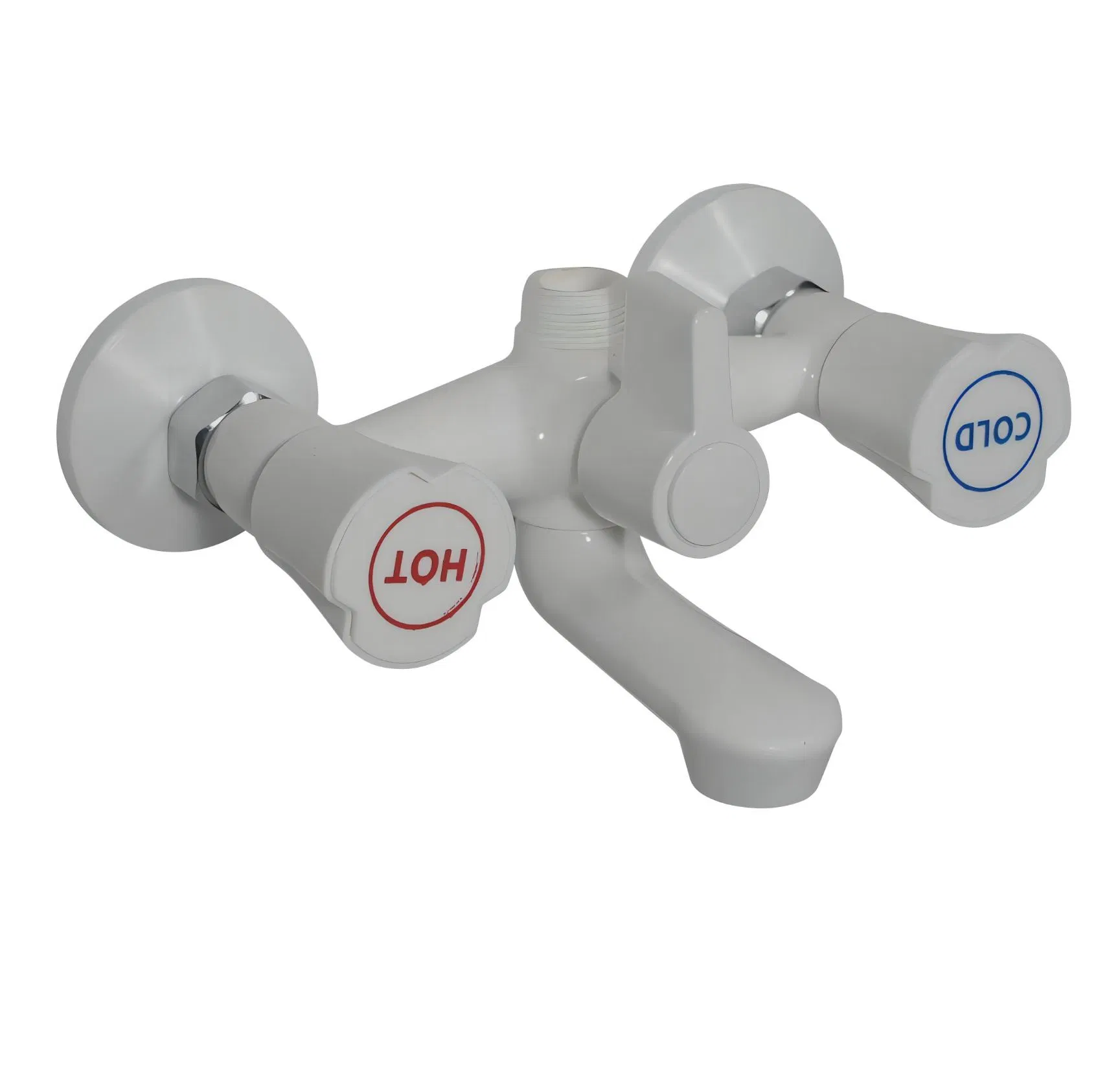Plastic Bathroom Shower Faucet Wall-Mounted Dual Handle Hot &amp; Cold