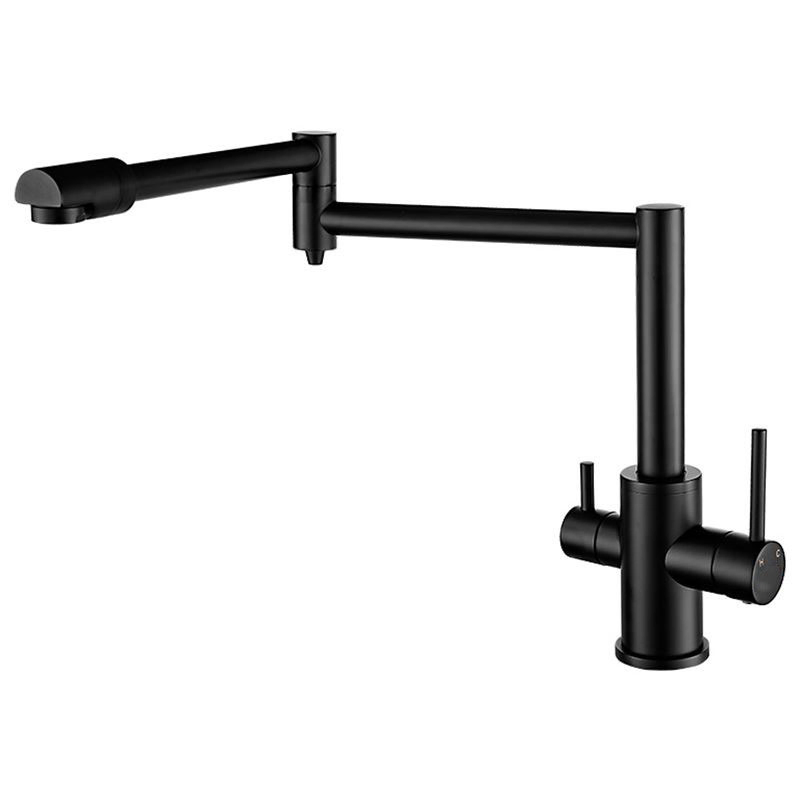 Factory Direct Price Deck Mounted Countertop Matte Black Rotation Kitchen Brass Pot Filler Water Filter Faucet with Water Purification Function