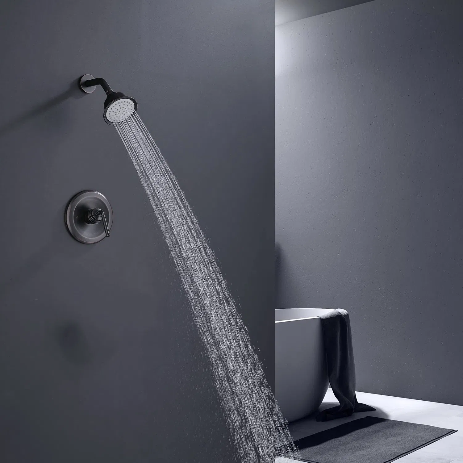 Shower Only Faucet with Handle Set, Brushed Nickel Bathroom Rainfall Shower System with Rough-in Valve