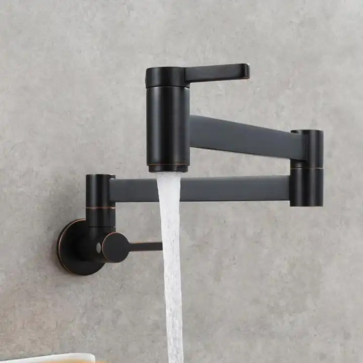 Wall Mounted Folding Water Faucets Double Switch Swing Kitchen Pot Filler Faucet