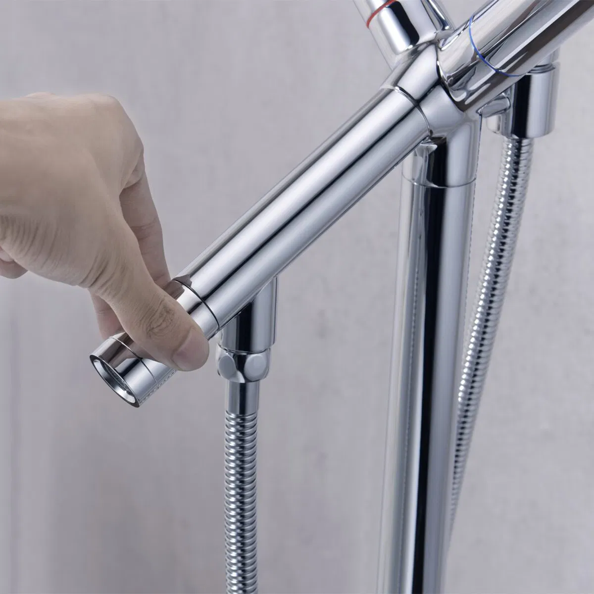 Cupc Bathroom Double Handle Freestanding Bathtub Faucet with Hand Shower (AF9121-2)