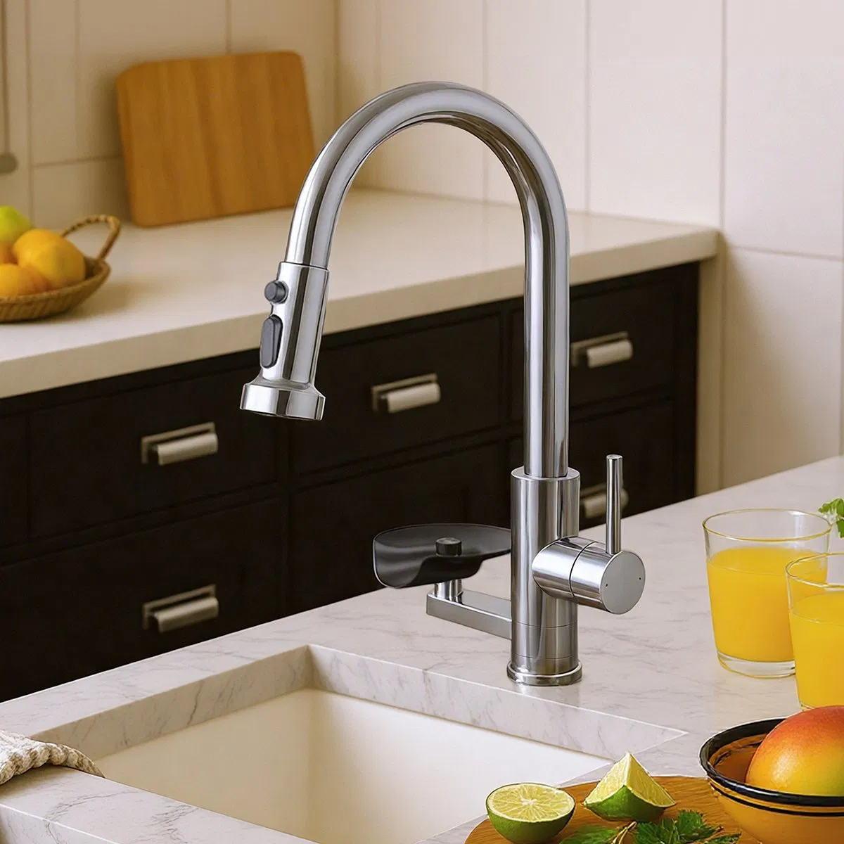 2026 High-Pressure Pull-out Kitchen Faucet - Integrated Cup Washer &amp; Glass Rinser