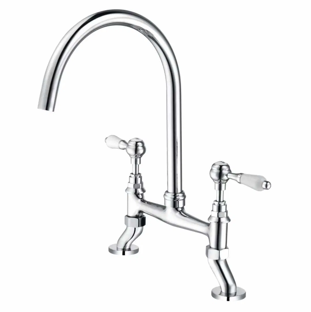 North American Design Styles Luxury Antique Bridge Styles Chromed Finish Kitchen Sink Faucets Mixer