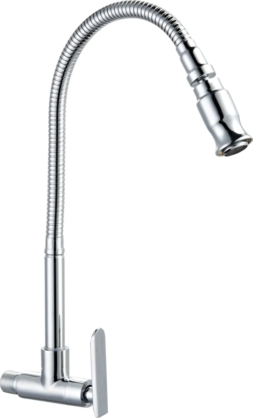 Nickel Brushed Cold Water Kitchen Faucet Stainless Steel Taps Wall Mounted Flexible Hose Basin Mixer