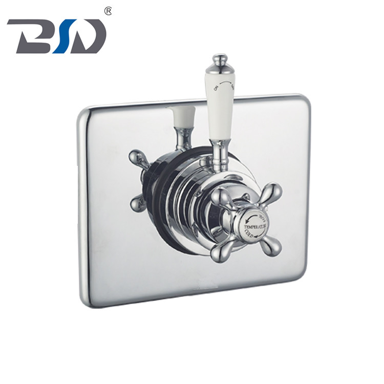 Concealed&Exposed Thermostatic Shower Valve with Rectangular Plate Ceramic Handle