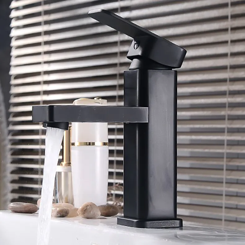 Matte Black Geometric Basin Faucet Detail 6