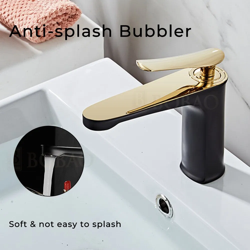 Matte Black+Gold Hot Cold Basin Faucet