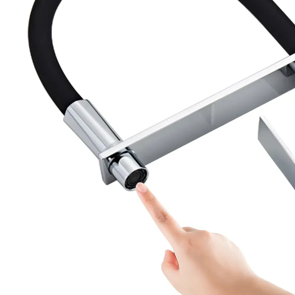 Black Matte Pull Down Square Brass Kitchen Mixer Sink Faucet