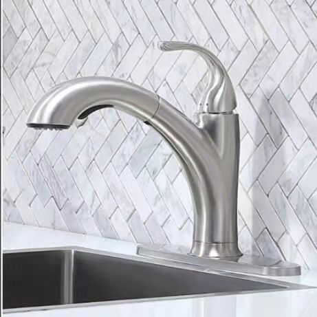 North American and European Bridge Styles Brushed Nickel Pull out Kitchen Faucet